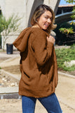 Full Size Teddy Hooded Jacket with Pockets 