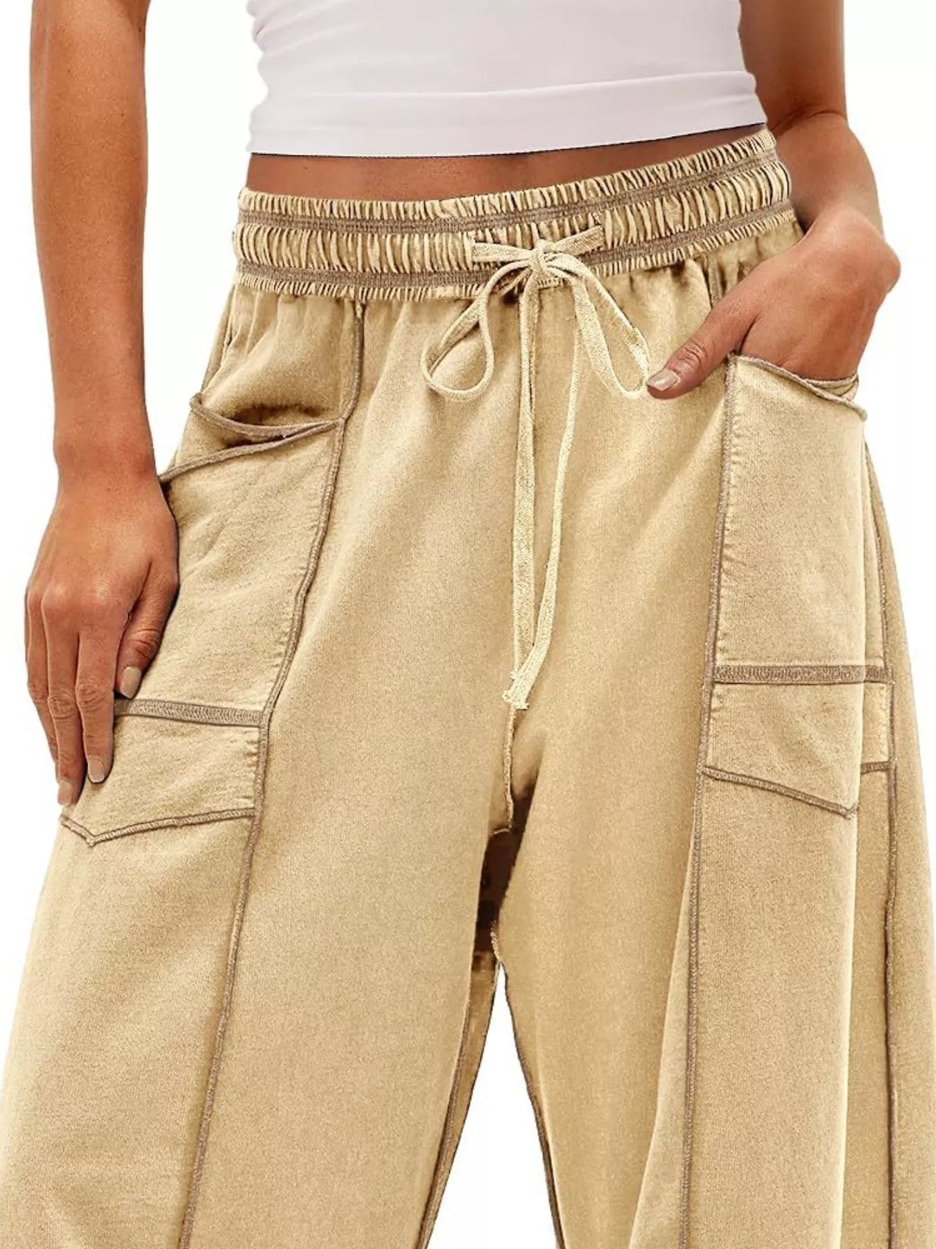 Drawstring Wide Leg Pants 