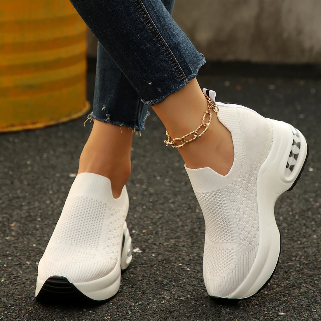 Breathable Mesh Platform Sneakers 