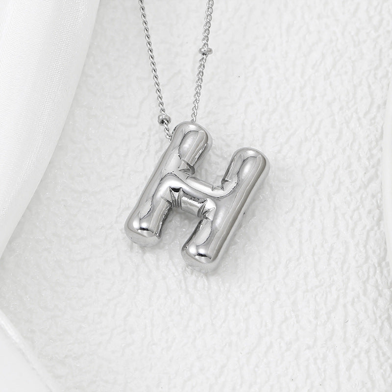 Copper Bubble Letter Pendant Necklace 