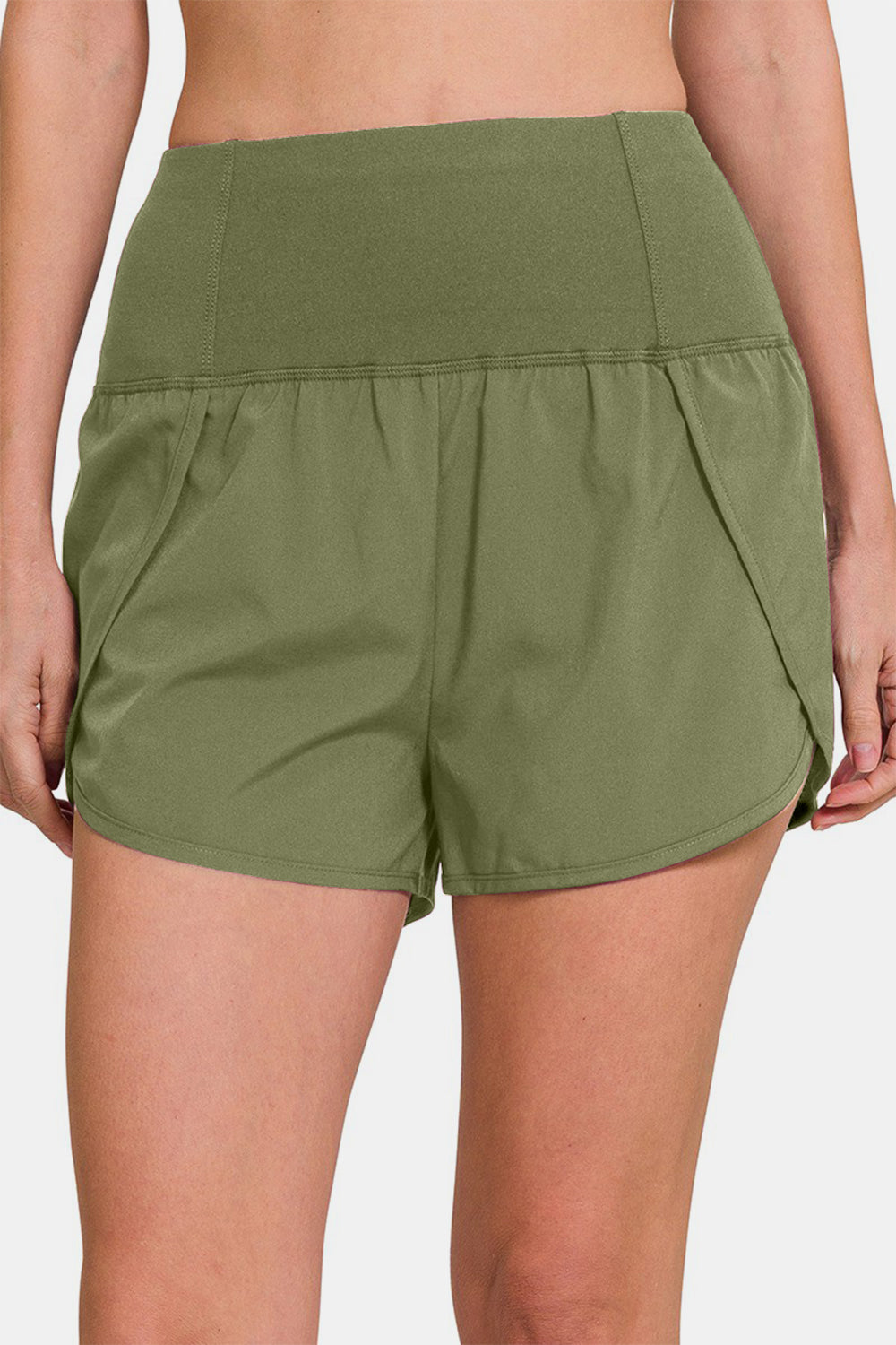 Zenana High-Waisted Zippered Back Pocket Active Shorts 