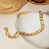 Stainless Steel Chain Pearl Anklet Bracelet 