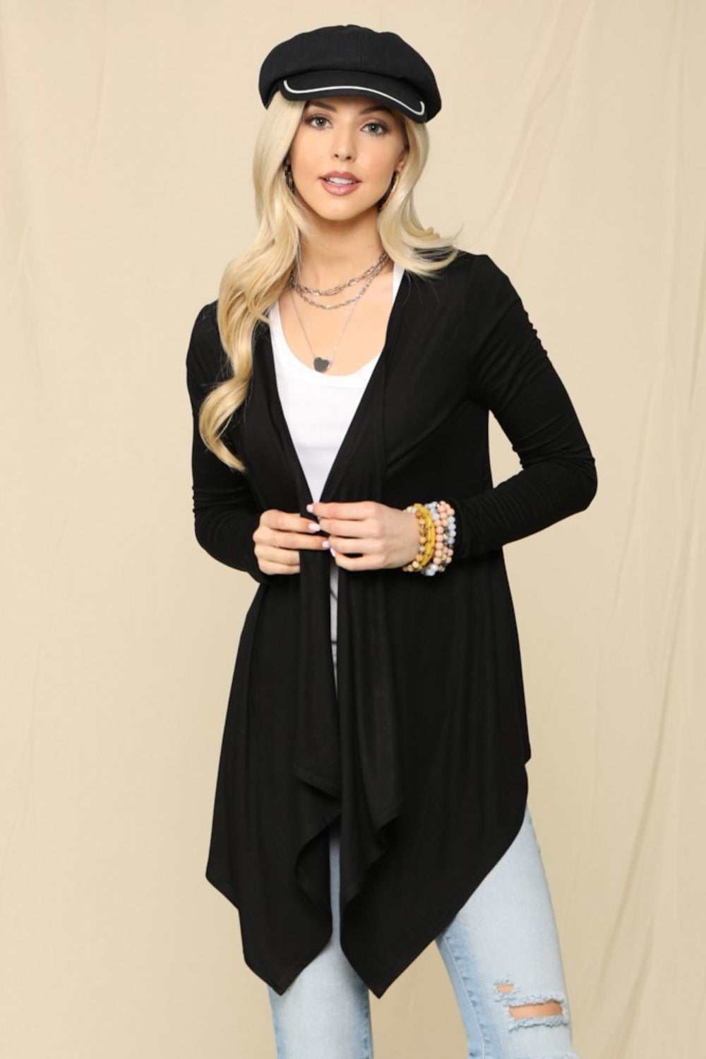 Celeste Full Size Open Front Knit Cardigan 