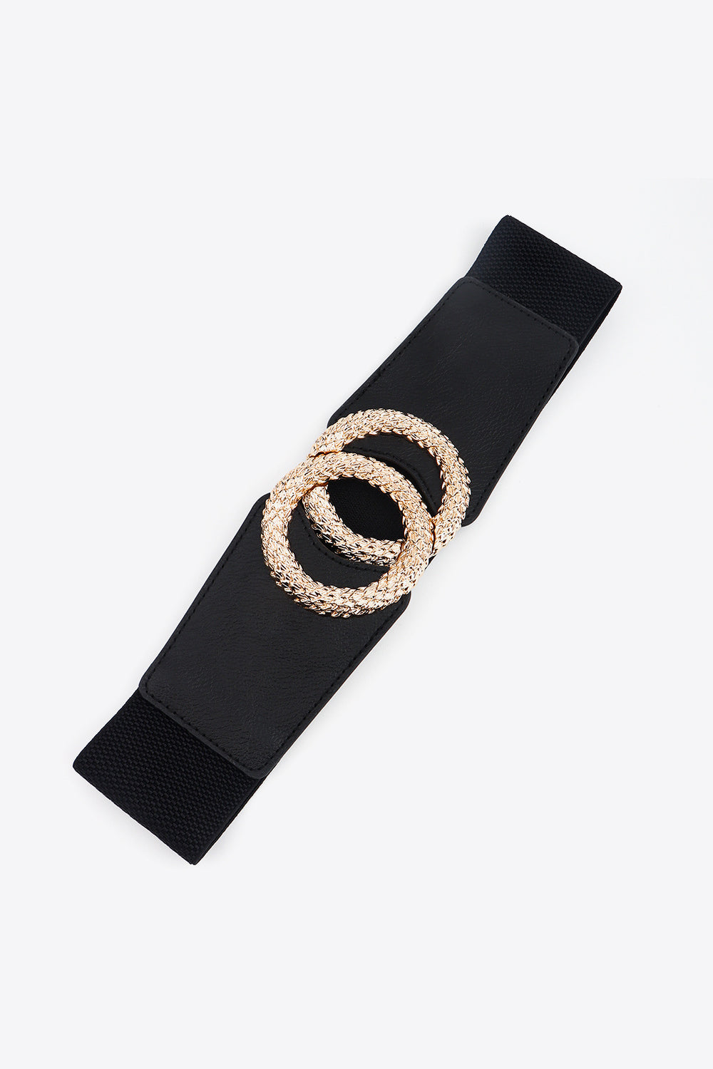 Circle Buckle Elastic Wide PU Belt 