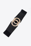 Circle Buckle Elastic Wide PU Belt 