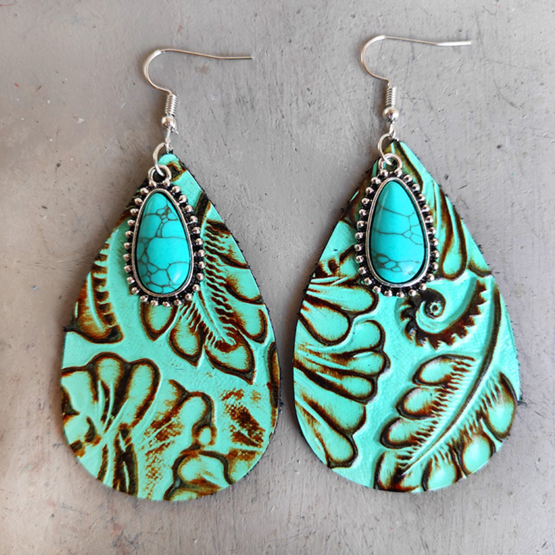 Artificial Turquoise Teardrop Earrings 