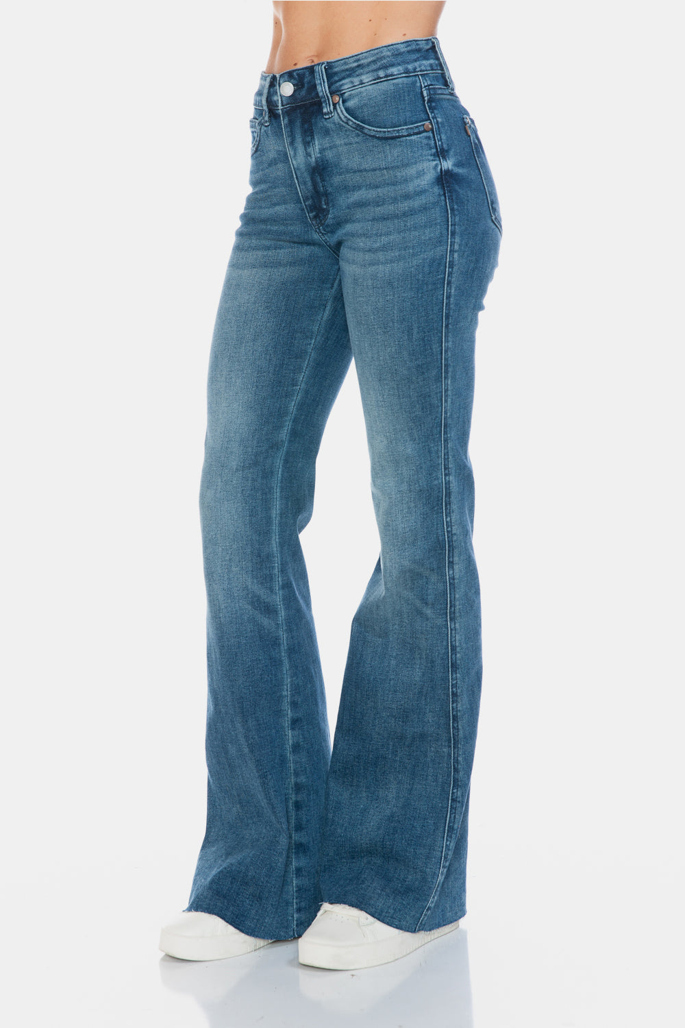 Judy Blue Full Size Tummy Control Cut Hem Flare Jeans 