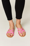WILD DIVA Crisscross PU Leather Open Toe Sandals 
