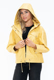 How Dare U Drawstring Hem PU Leather Zip Up Jacket 