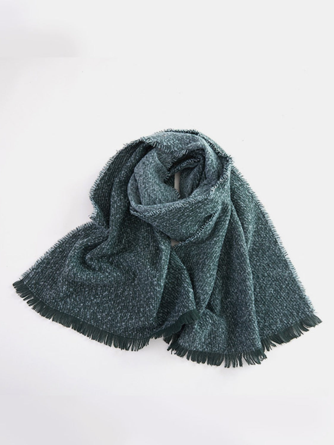 Raw Hem Heathered Polyester Scarf 