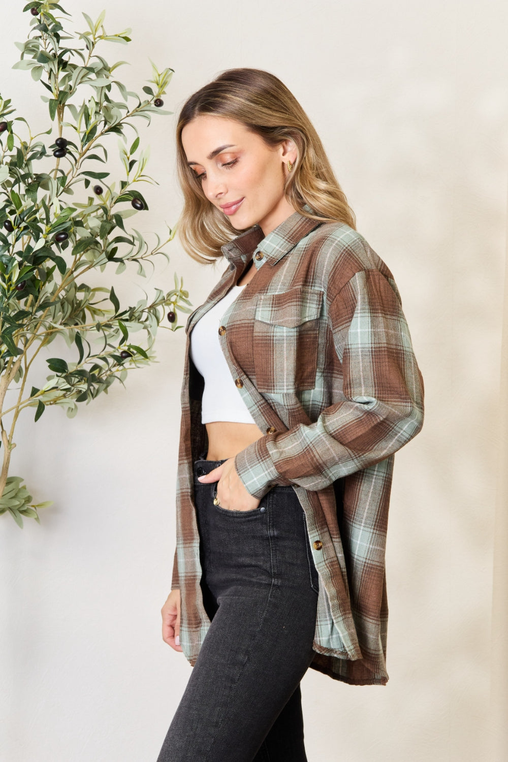 Mandy Plaid Dropped Shoulder Shirt 