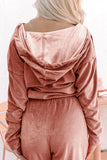 Zip Up Dropped Shoulder Hooded Top and Pants Set 