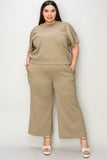 Double Take Full Size Texture Short Sleeve Top and Pants Set 