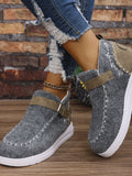 Contrast Round Toe Buckle Sneakers 