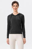 Drawstring Zip Up Hooded Active Outerwear 