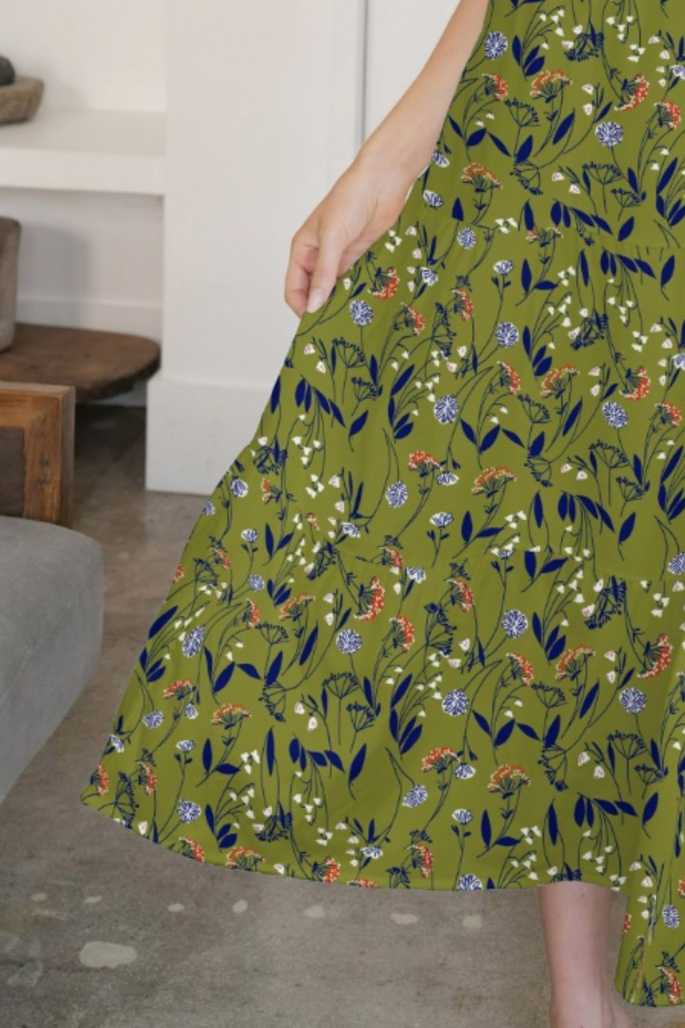 FAM-FAM Tiered Printed V-Neck Sleeveless Dress 