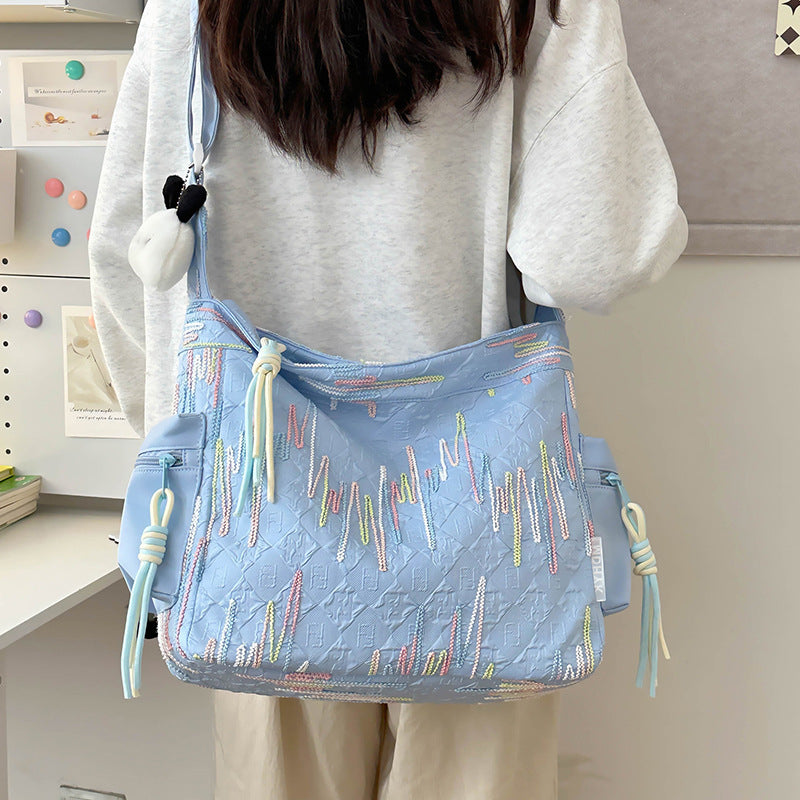 Contrast Texture Shoulder Bag 
