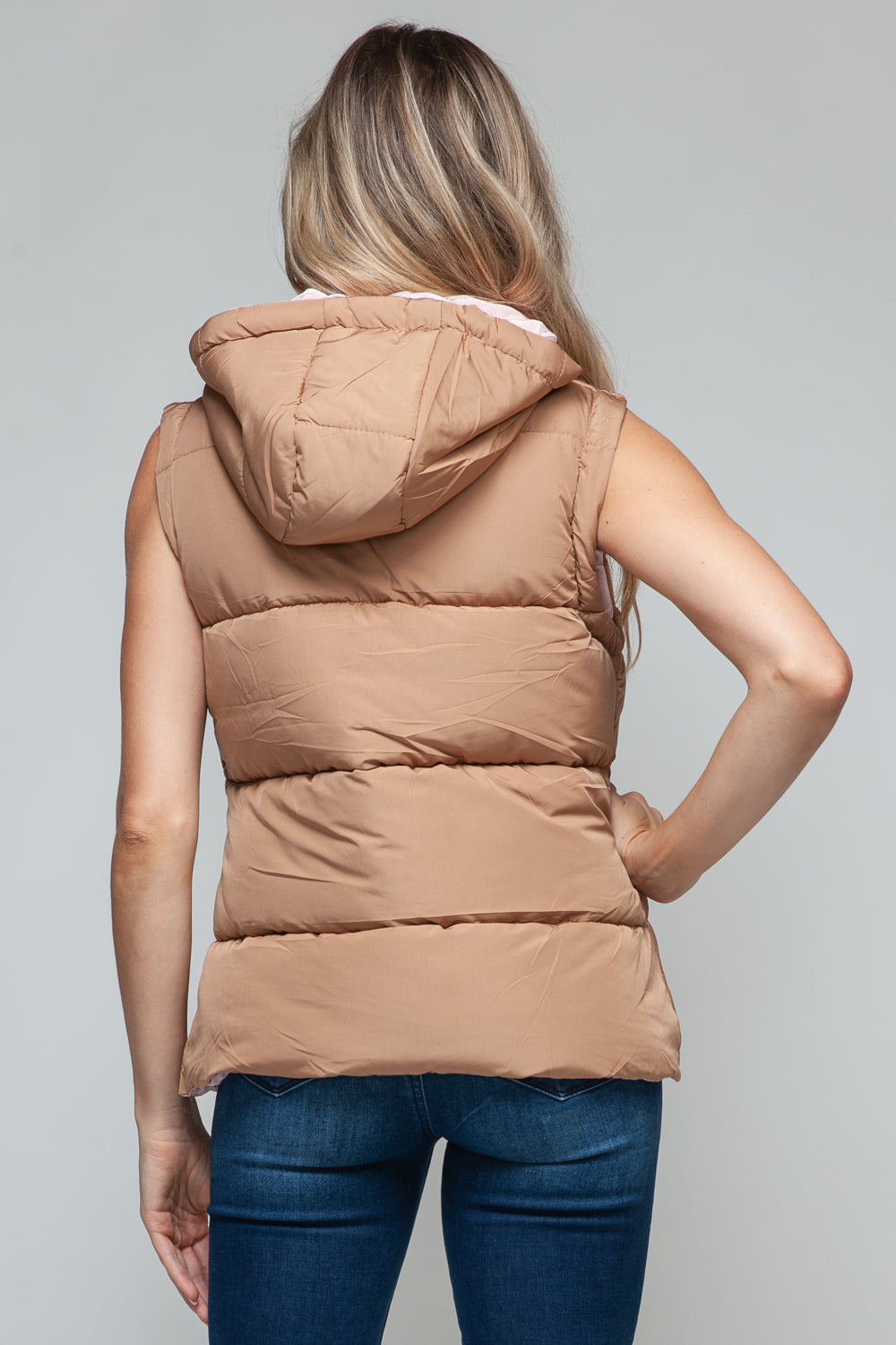Snobbish Snap and Zip Closure Hooded Vest 
