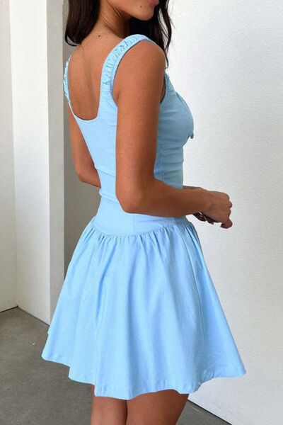 Decorative Button Square Neck Cami Dress Dresses