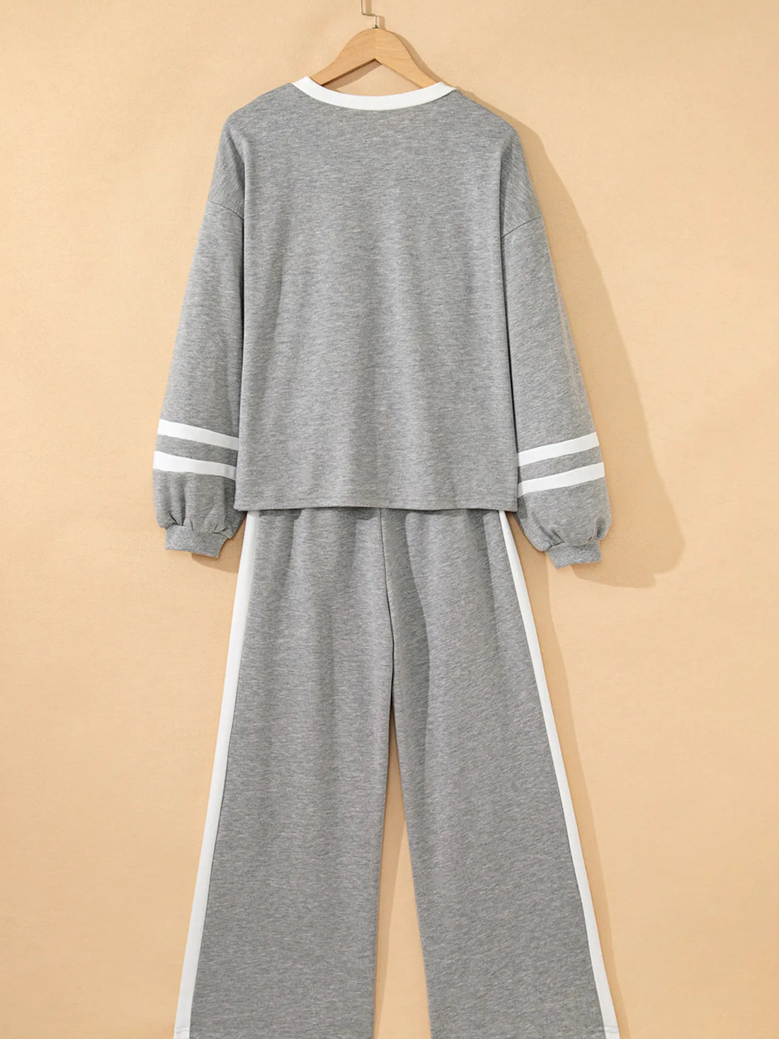 Contrast Trim Round Neck Top and Pants Set Two Piece Dresses