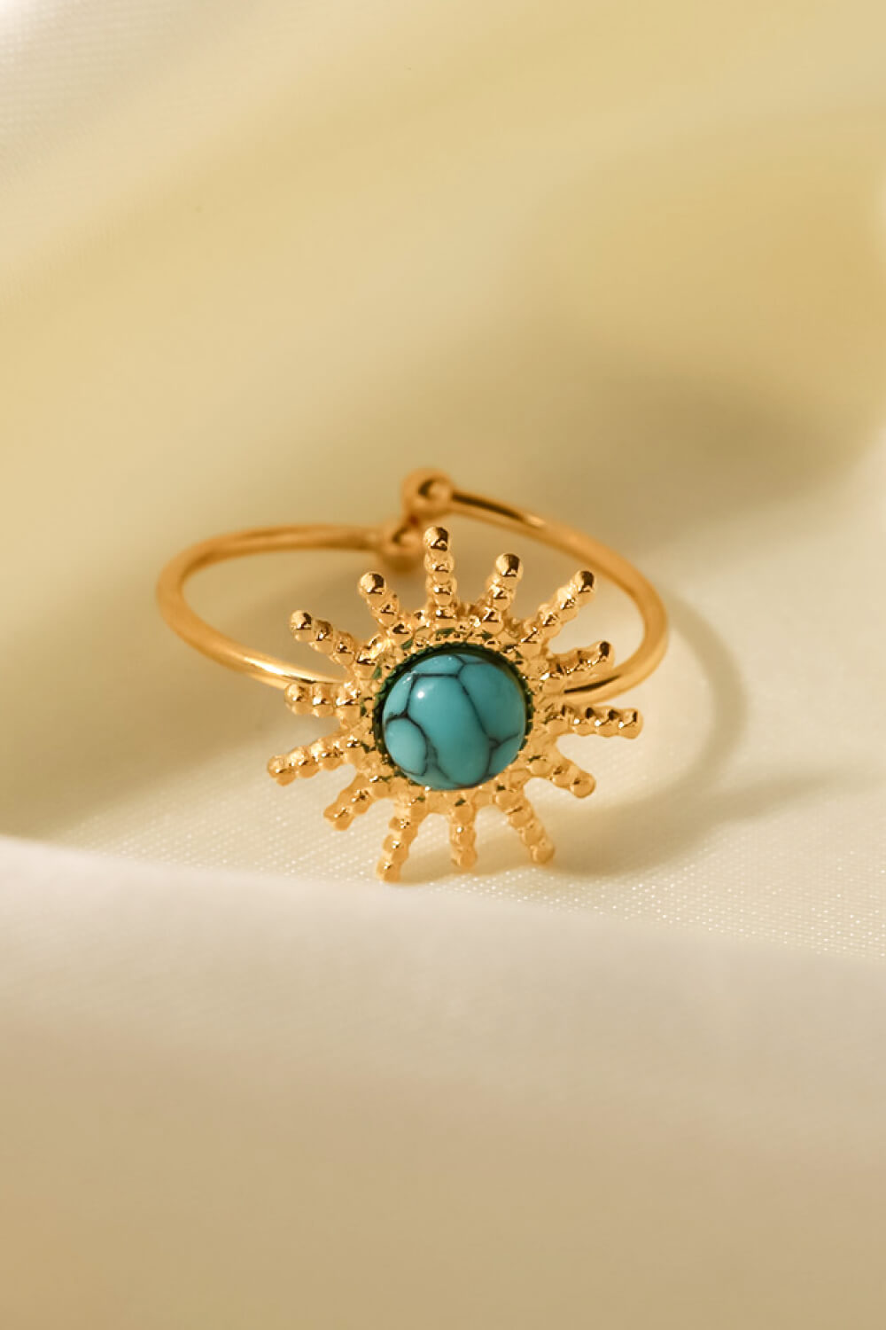 Natural Stone Sun Shape Open Ring 
