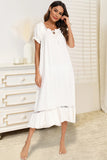 Lace Detail Short Sleeve Lounge Dress 