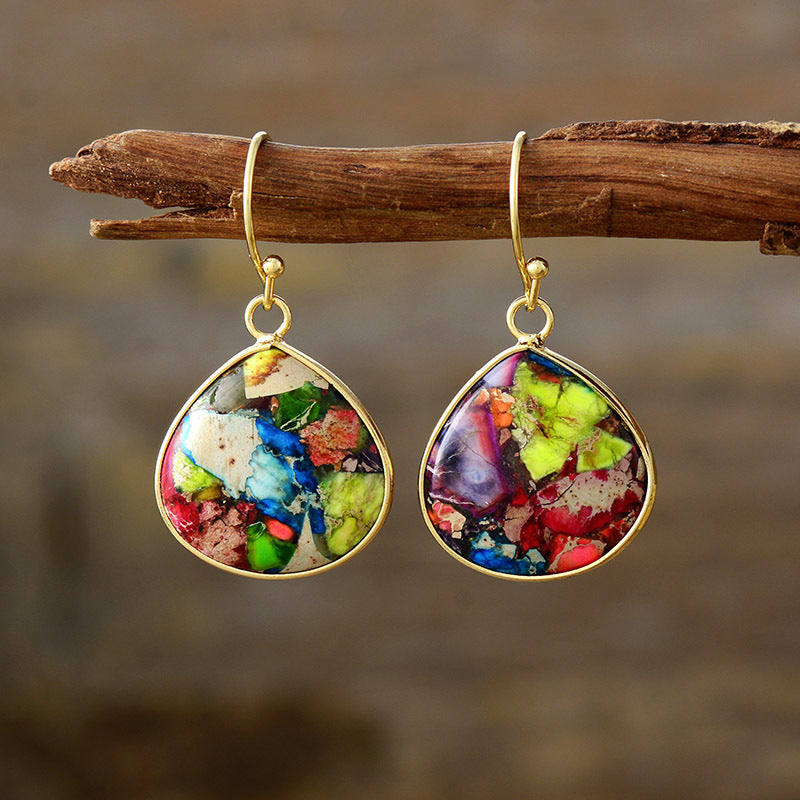 18K Gold-Plated Natural Stone Earrings 