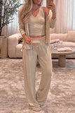 V-Neck Tank, Open Front Cardigan and Pants Lounge Set Lingerie & Nightwear
