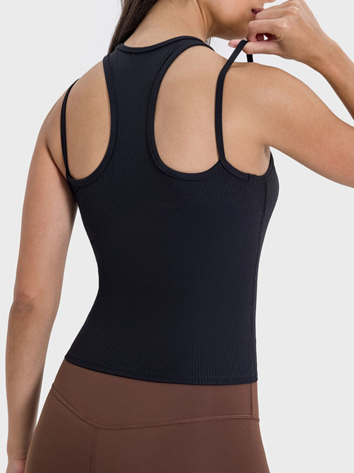 Millennia Cutout Round Neck Racerback Active Tank 