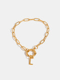 18K Gold-Plated Stainless Steel Letter L Bracelet Accessories