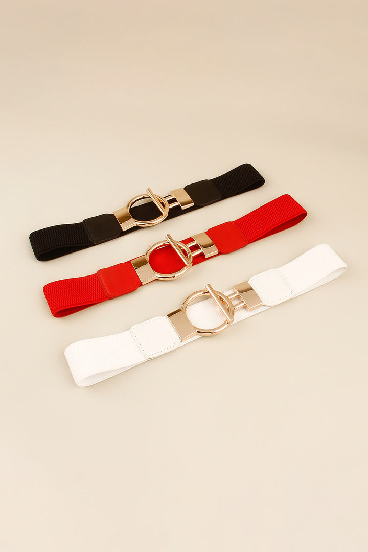 Circle Shape Buckle Zinc Alloy Buckle PU Leather Belt 