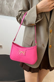 Bow Trim PU Leather Shoulder Bag 