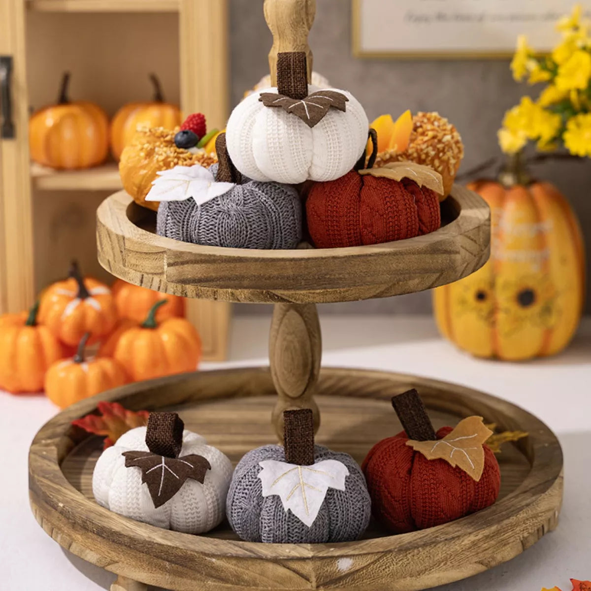 Knitted Pumpkin Decorative Ornaments 