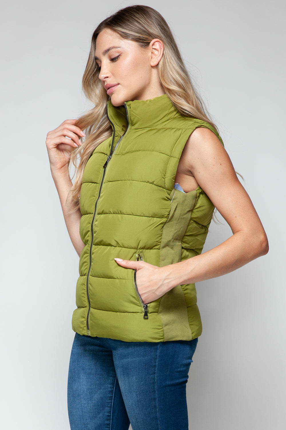Snobbish Zip Up Turtleneck Vest with Pockets 