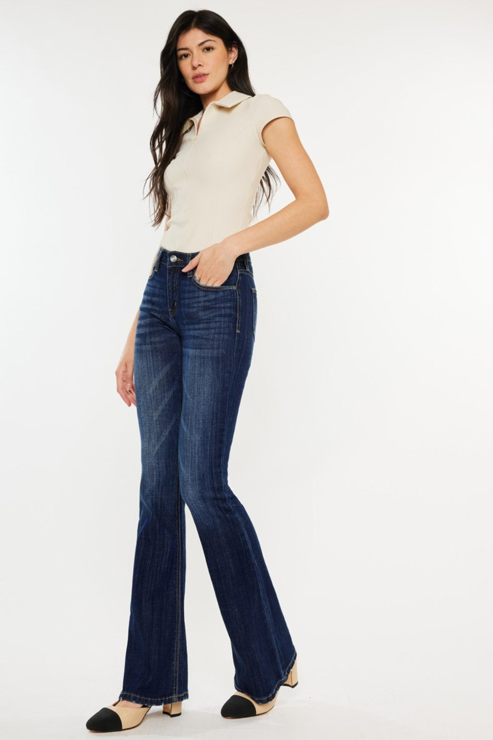 Kancan Full Size Mid Rise Slim Flare Jeans 