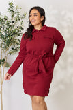 Culture Code Full Size Tie Front Half Zip Long Sleeve Shirt Dress 