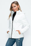How Dare U Pocketed Zip Up Puffer Jacket with Removable Hood 