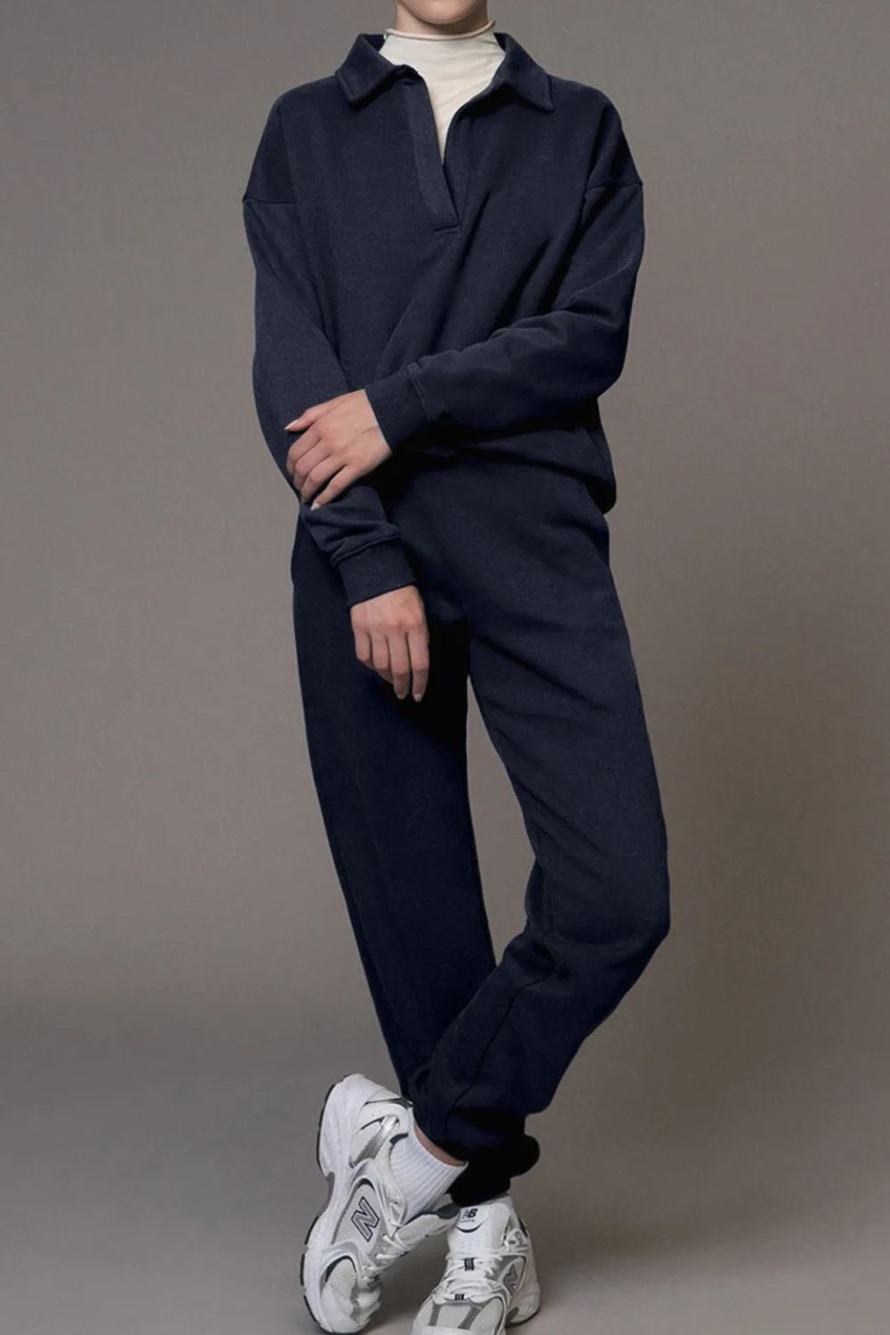 Johnny Collar Long Sleeve Top and Joggers Active Set 