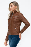 YMI Removable Faux Layered Multi-Pocket Jacket with Fuzzy Hood 