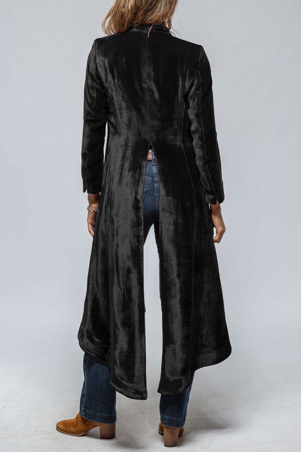 Slit Back Open Front Cardigan 