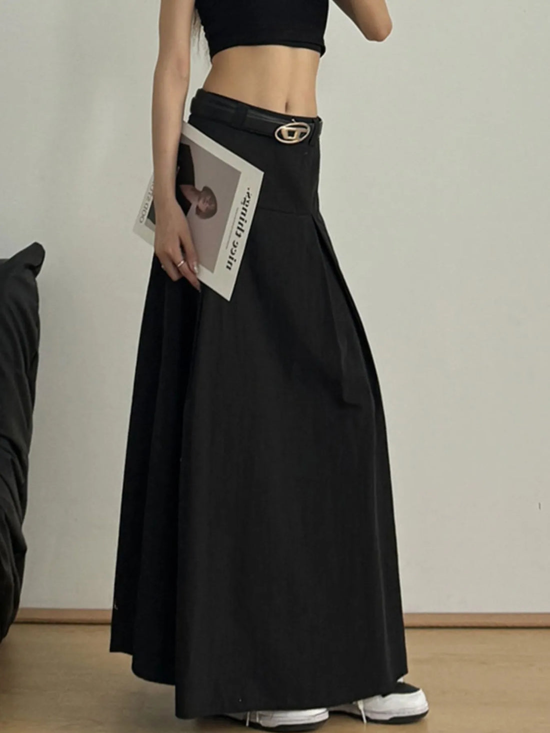 High Waist A-Line Maxi Skirt 