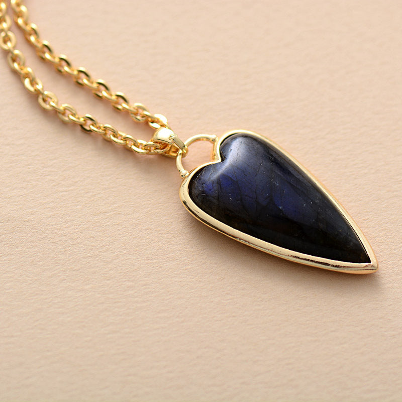 Copper Labradorite Heart Shape Necklace 