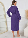 Contrast Trim Tie Waist Lounge Nightgown with Pockets Lingerie & Nightwear