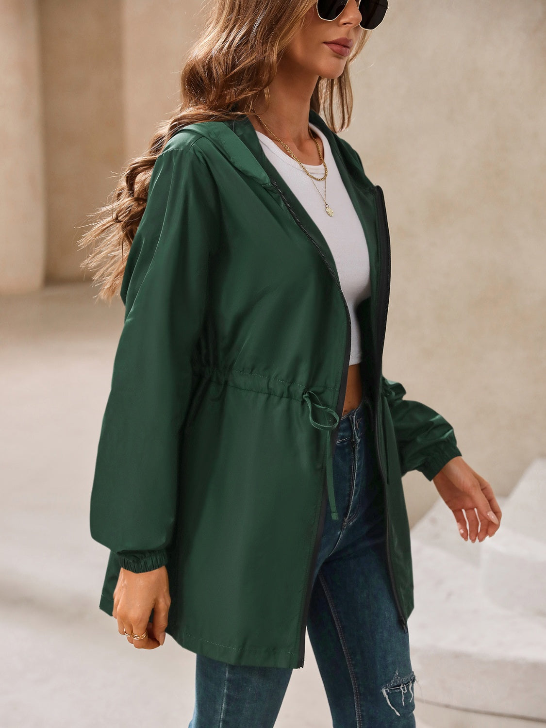 Ivy Lane Outdoor Waterproof Long Sleeve Hooded Windbreaker 