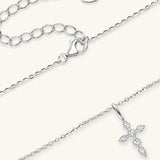 925 Sterling Silver Moissanite Cross Pendant Necklace 