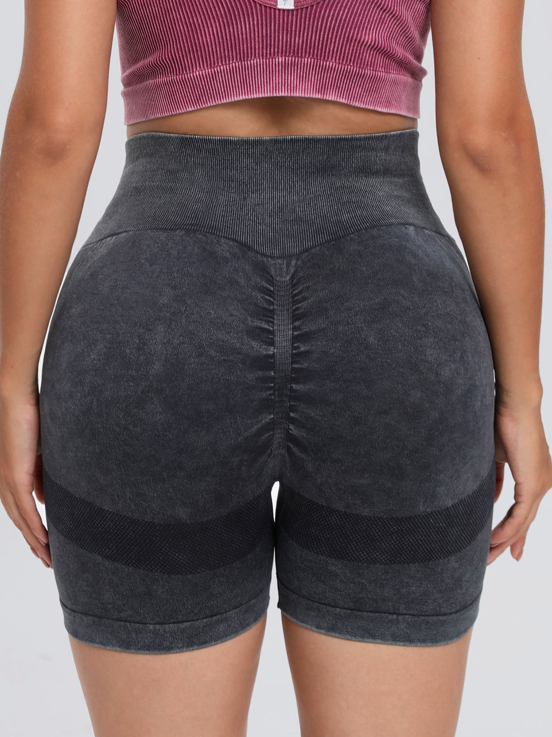 Washed High Waist Active Shorts 