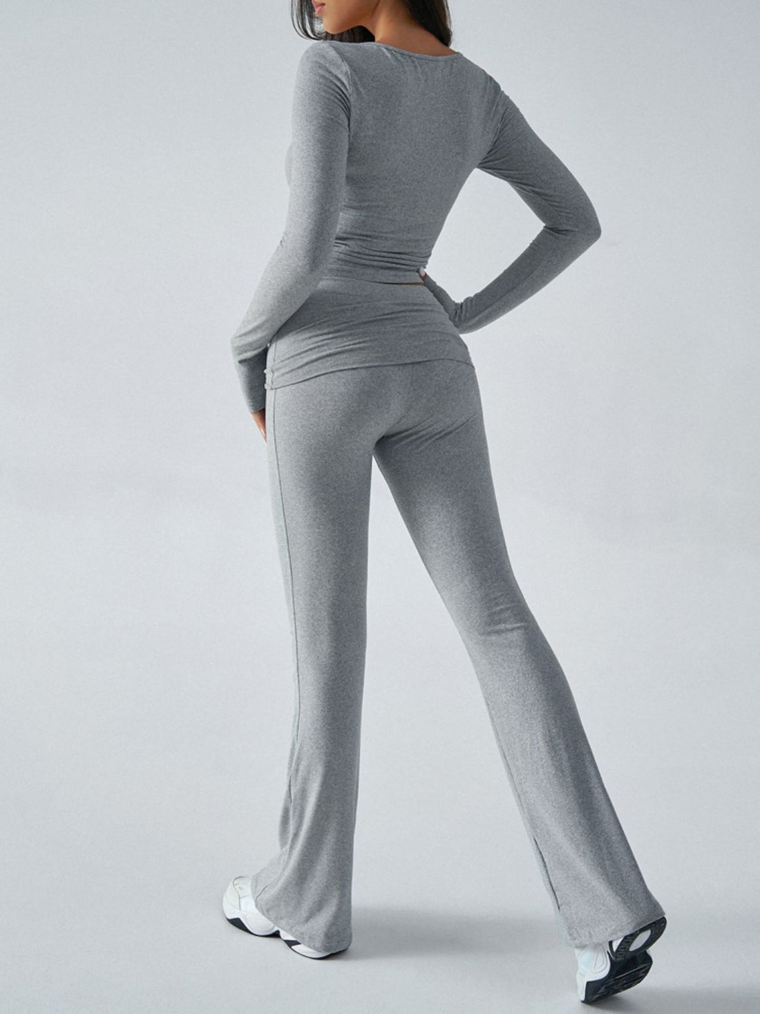 Devine Ruched Long Sleeve Top and Pants Set 