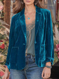 Pocketed Button Up Lapel Collar Blazer 