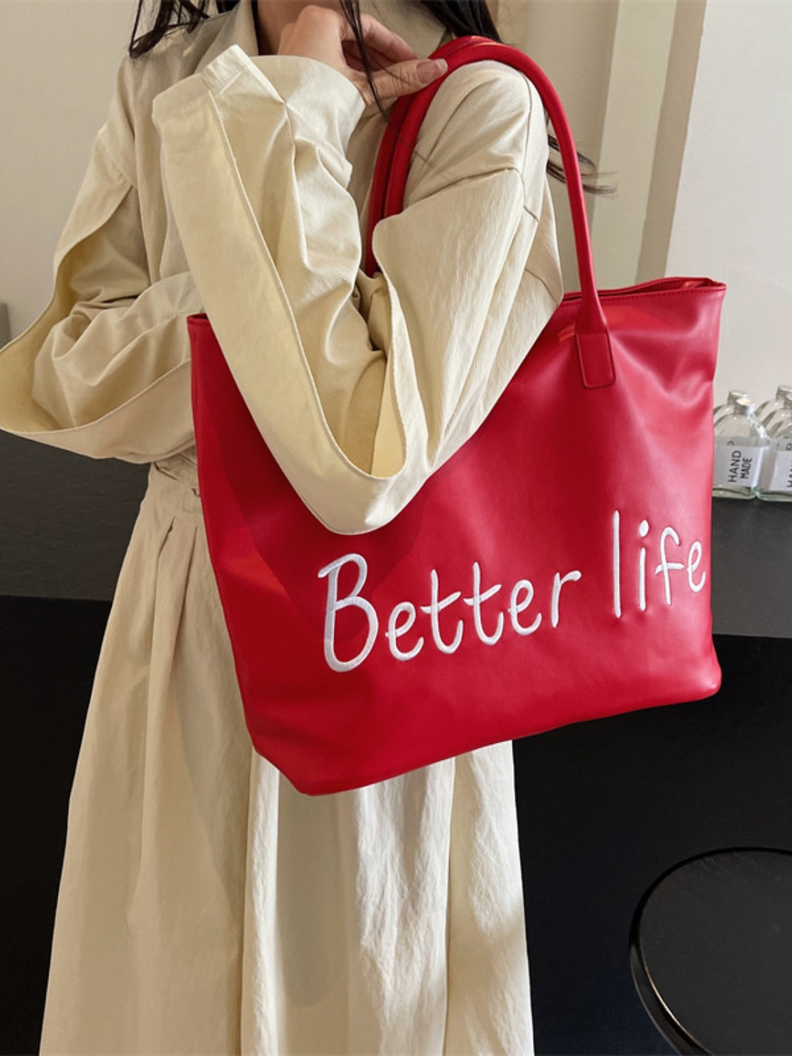 BETTER LIFE PU Leather Tote Bag 