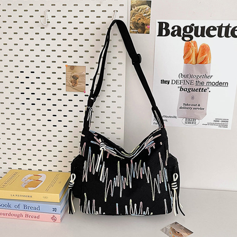 Contrast Texture Shoulder Bag 